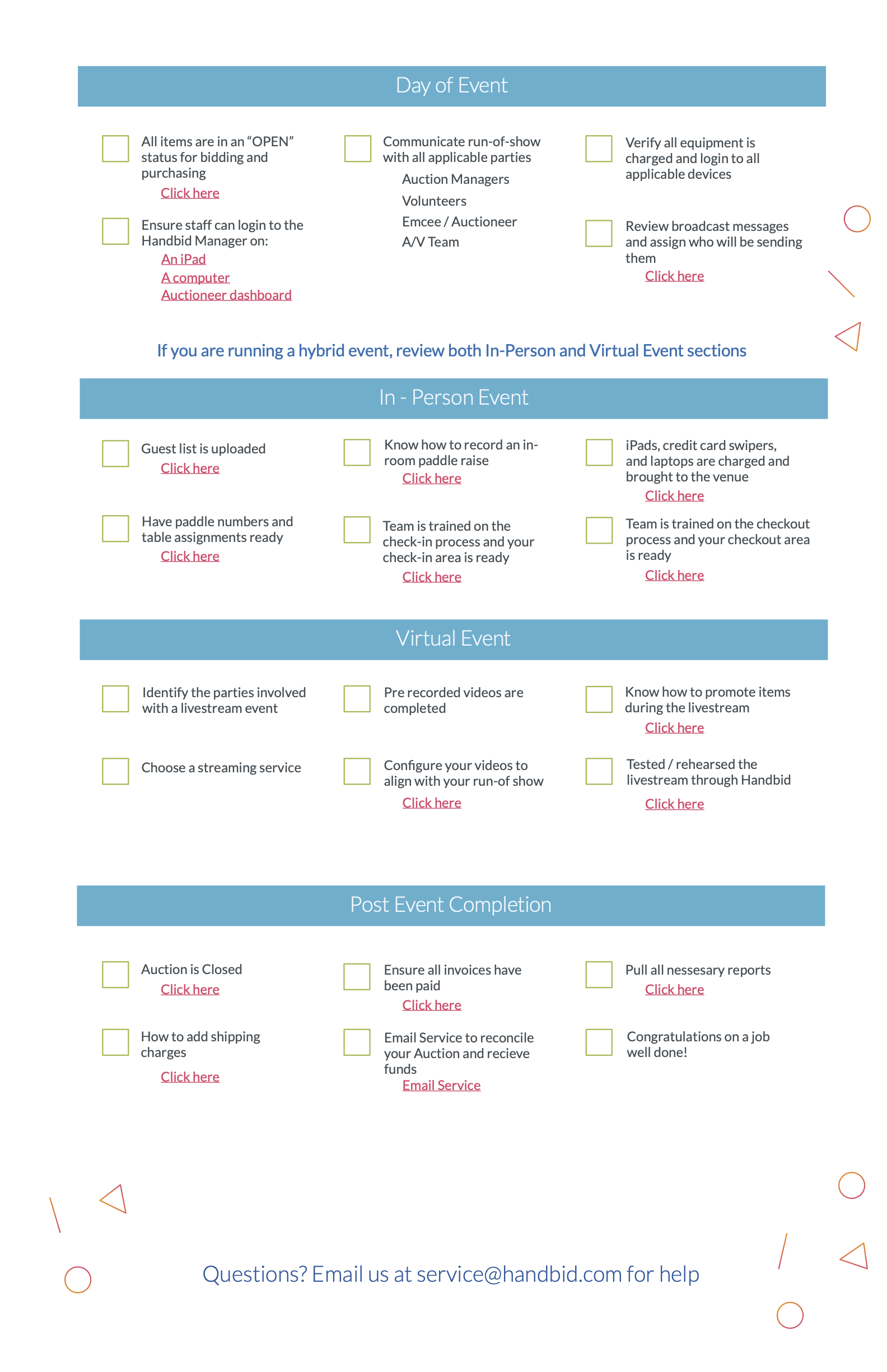 Auction Checklist