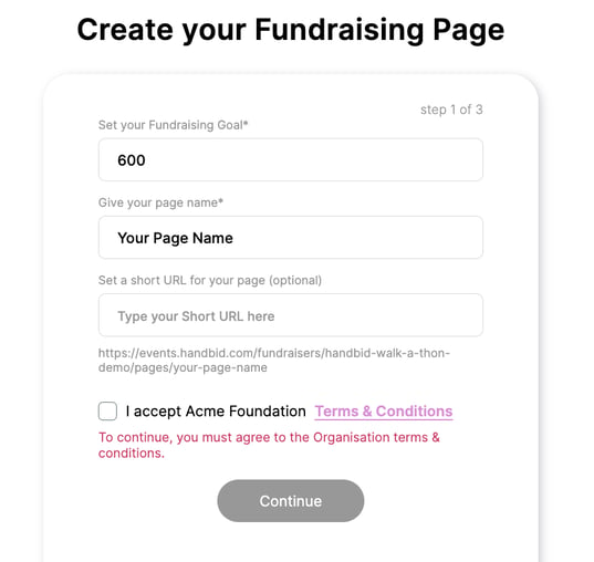 create fundraising page