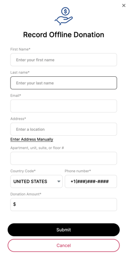 p2p offline donation form