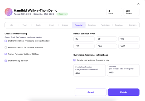 Peer to peer financial tab