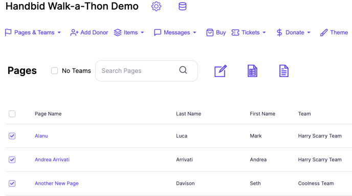 Bulk assign page to team