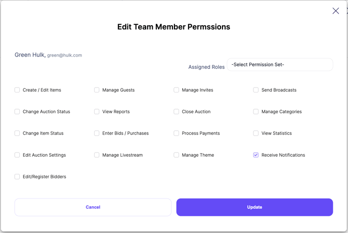 Edit Team Member Permissions
