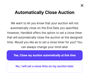 automatically close auction