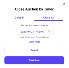 close auction at datetime