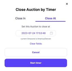 close auction at datetime