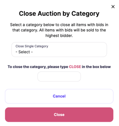 close auction by category