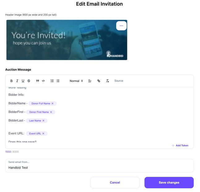 edit email invite