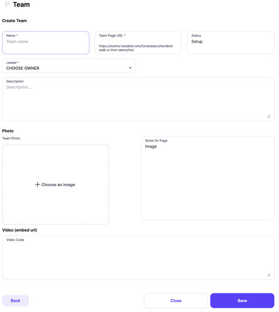 p2p create new team